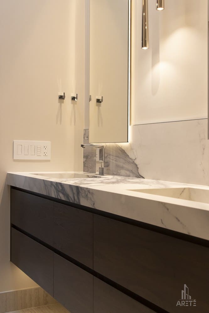 Chicago Luxury Penthouse Bathroom Renovation - Marble Vanity and